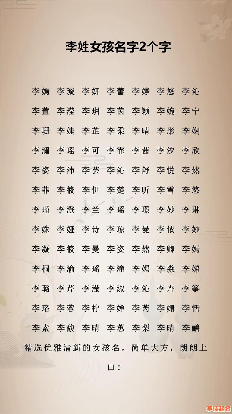 2025年最热李姓二字名字女孩精选_清雅诗意双字名推荐大全-第1张图片