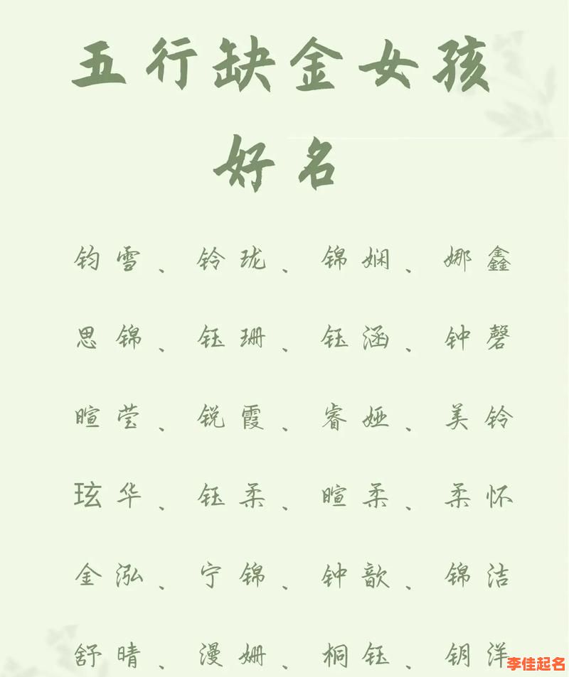 2025女孩名字缺金用什么字_吉利金旁取名推荐+寓意好的字库合集-第1张图片
