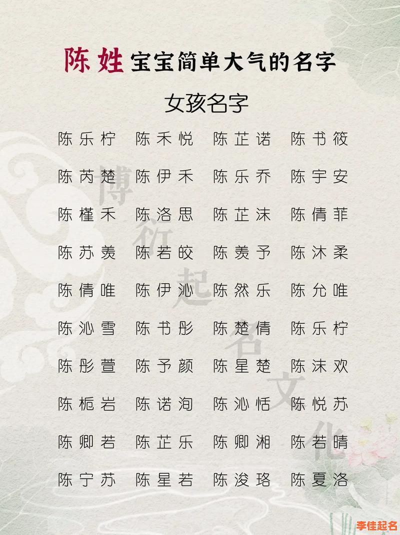 2025年姓陈女孩起名_陈姓女宝宝优雅诗意名字大全_免费参考指南-第1张图片 2025年姓陈女孩起名_陈姓女宝宝优雅诗意名字大全_免费参考指南-第1张图片