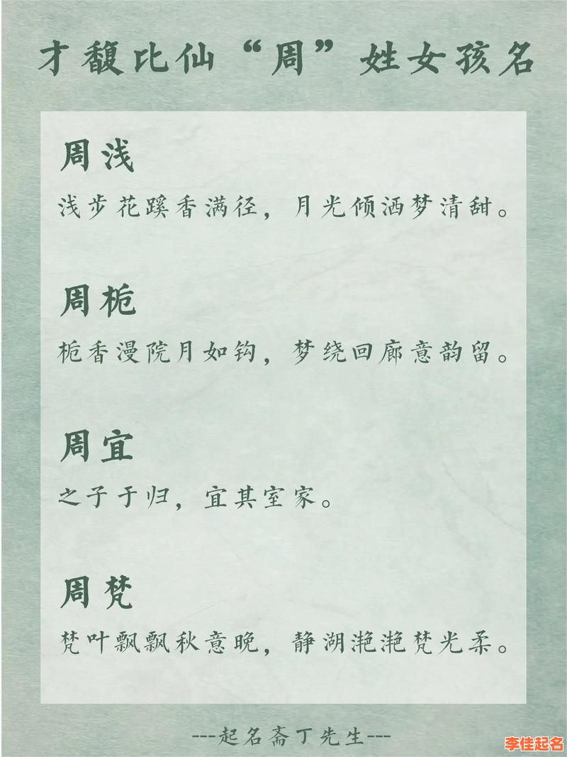 2020年周姓女宝宝名字 2026年兔年怎样取周姓女孩名字-第1张图片