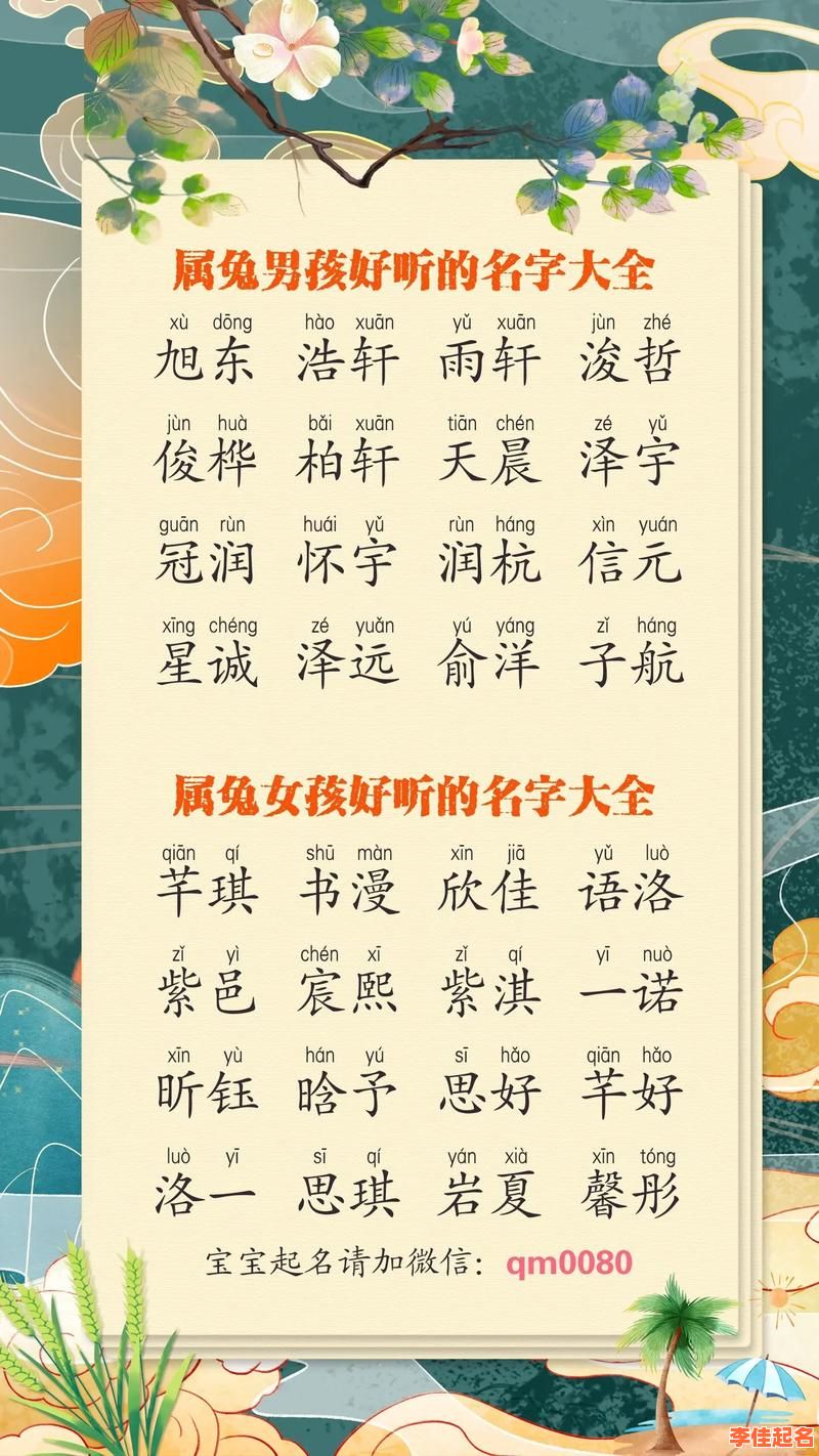 属兔女孩取名大全 2026属兔女孩最吉利的名字小名-第1张图片