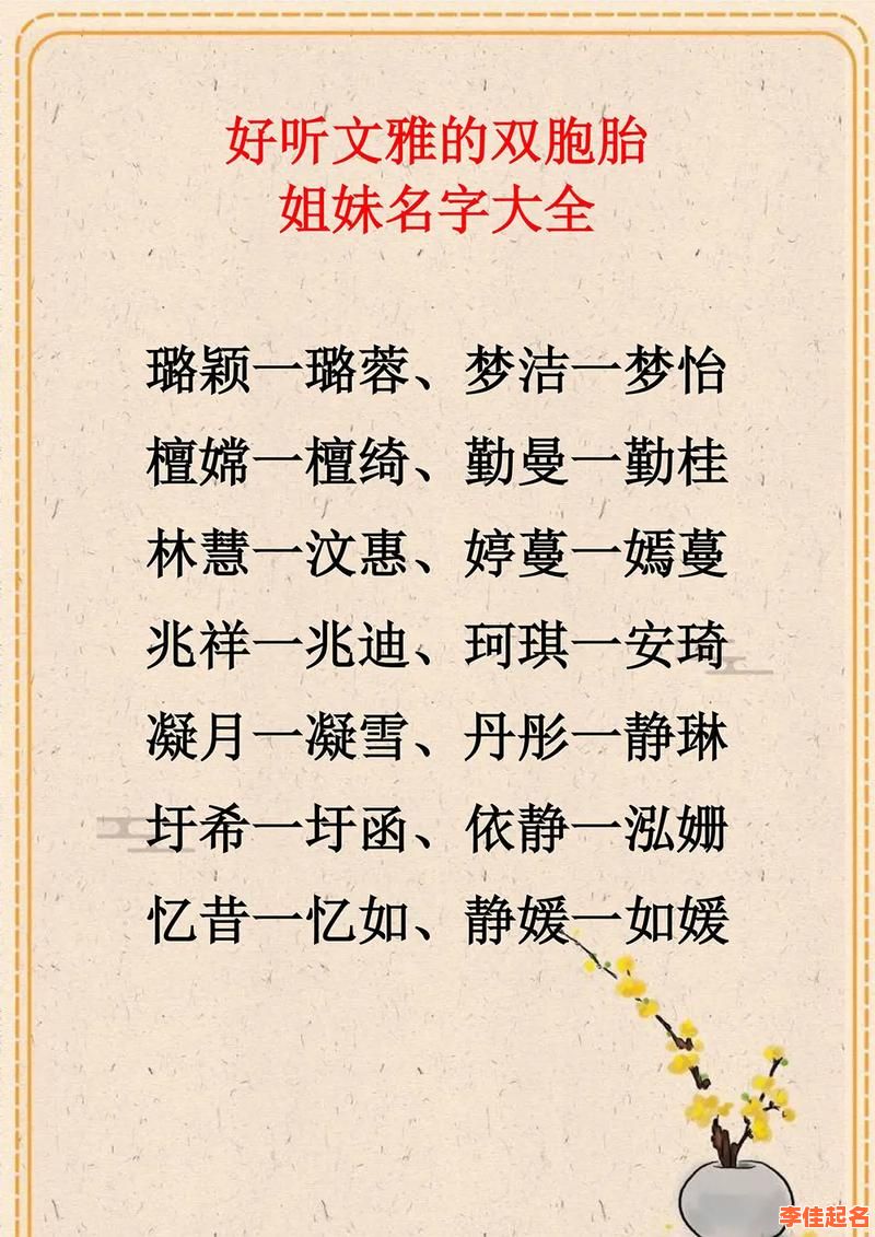 双胞胎女宝宝名字免费 兔年双胞胎女孩取名字-第1张图片